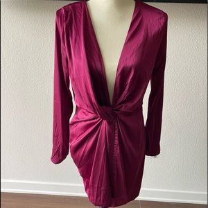 Silk Magenta Long Sleeve Dress